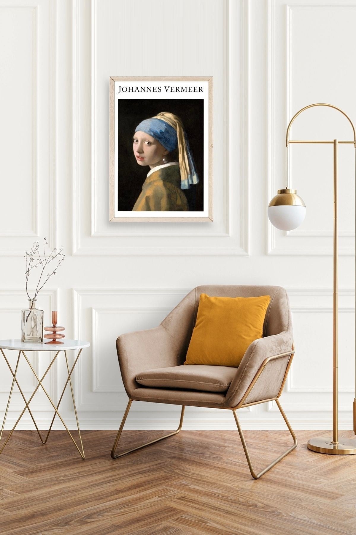 İnci Küpeli Kız Ahşap Çerçeveli Tablo 30 x 42