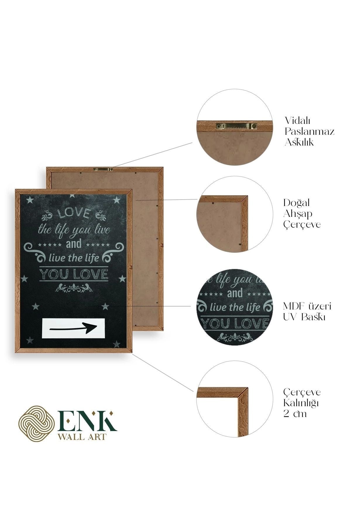 Motto Ahşap Çerçeveli Tablo 50 x 70