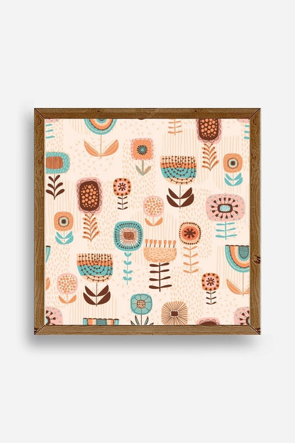 Çiçekler Ahşap Çerçeveli Tablo 23 x 23