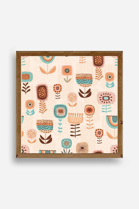 Çiçekler Ahşap Çerçeveli Tablo 23 x 23