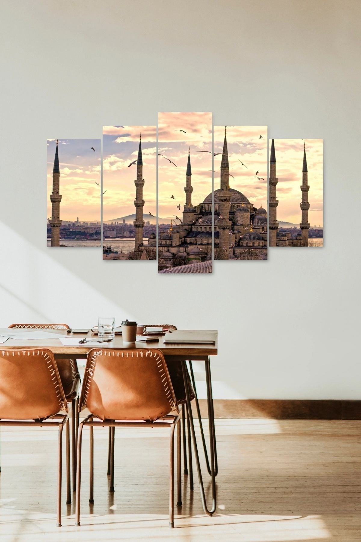 Camii Manzara 5 Parçalı Mdf Tablo 60 x 100