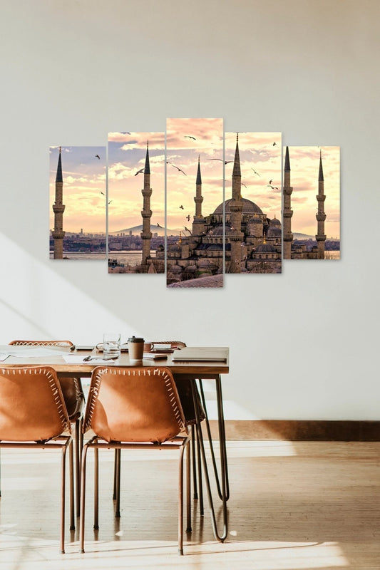 Camii Manzara 5 Parçalı Mdf Tablo 60 x 100