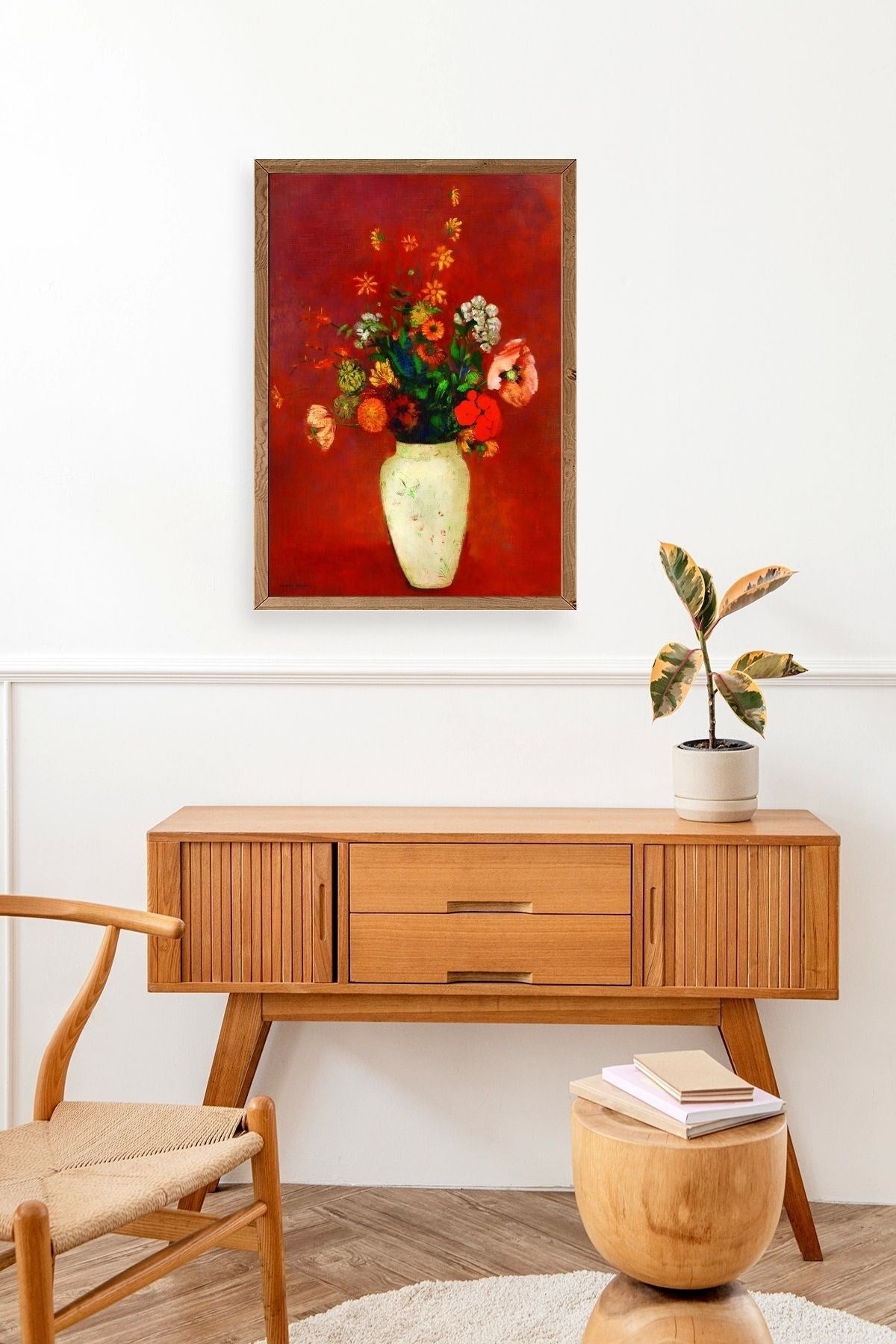 Vazoda Çiçek Ahşap Çerçeveli Tablo 30 x 42