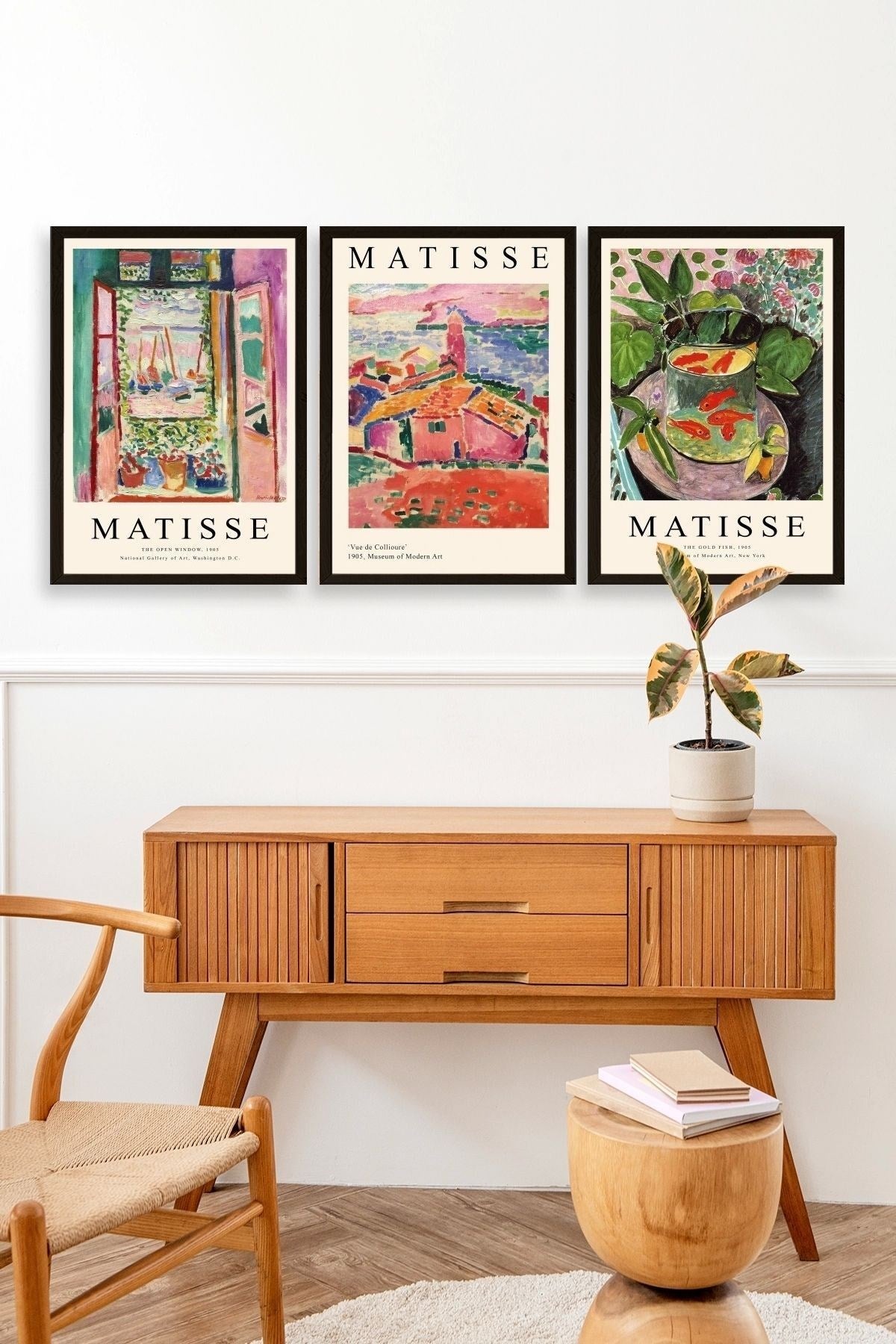 Matisse Üçlü Ahşap Çerçeveli Tablo 23 x 30