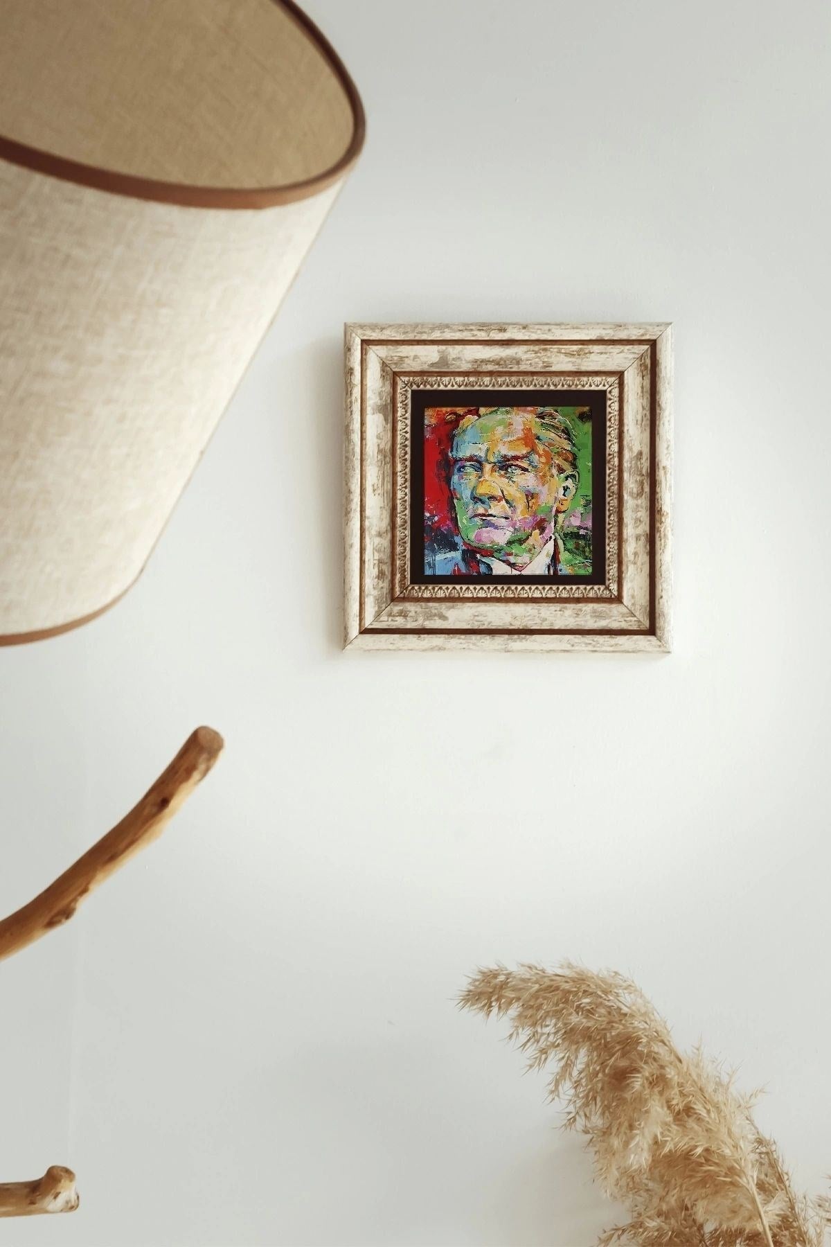 Atatürk Çerçeveli Taş Tablo , Çerçeveli Taş Duvar Dekoru-enkcrcvtbl-00173 20 cm