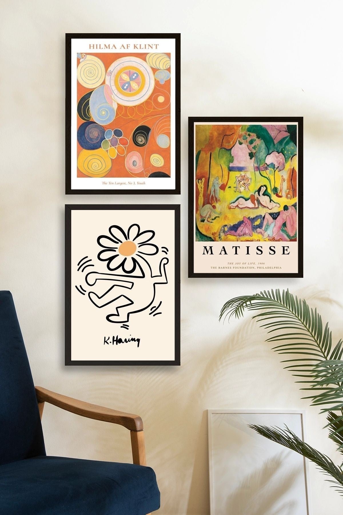 Ünlü Tablolar Üçlü Ahşap Çerçeveli Tablo 30 x 40