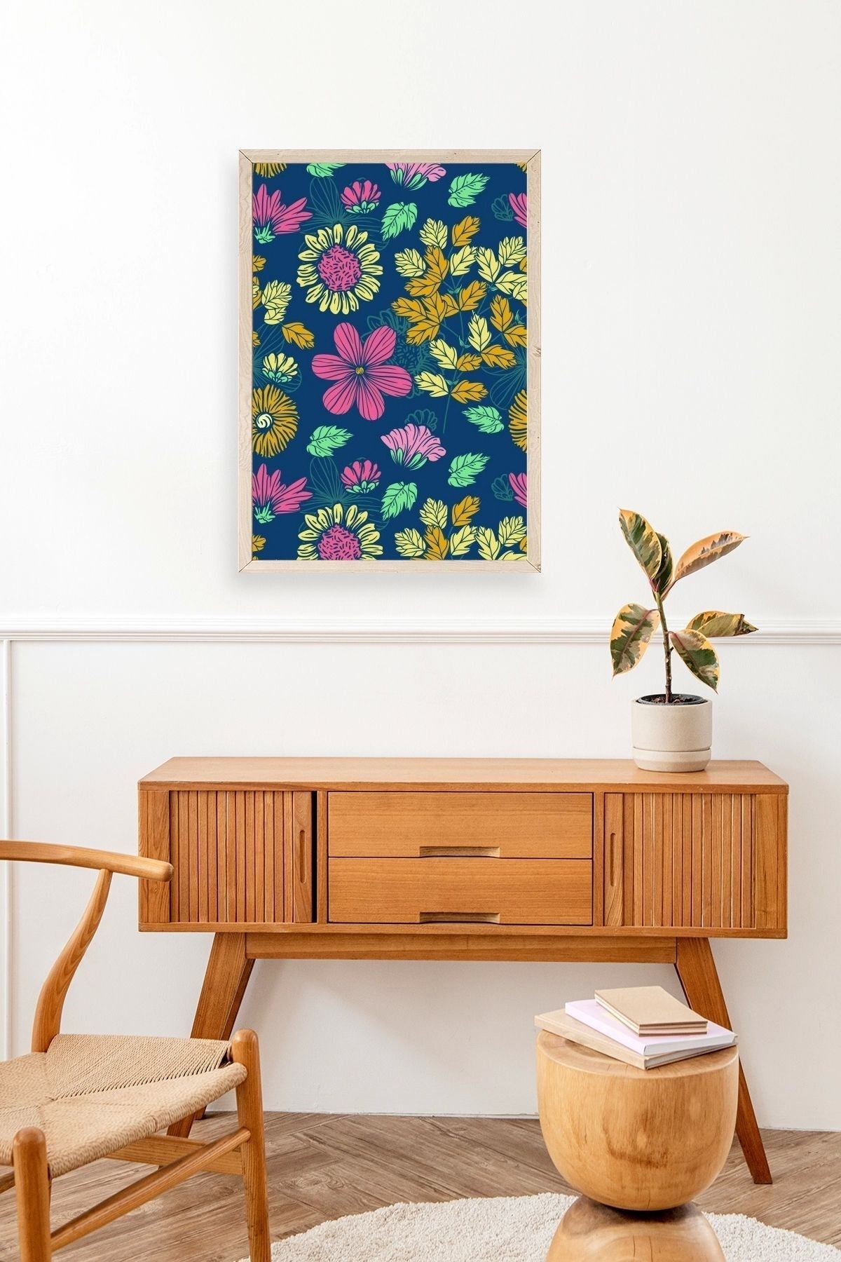 Çiçekler Ahşap Çerçeveli Tablo 23 x 30