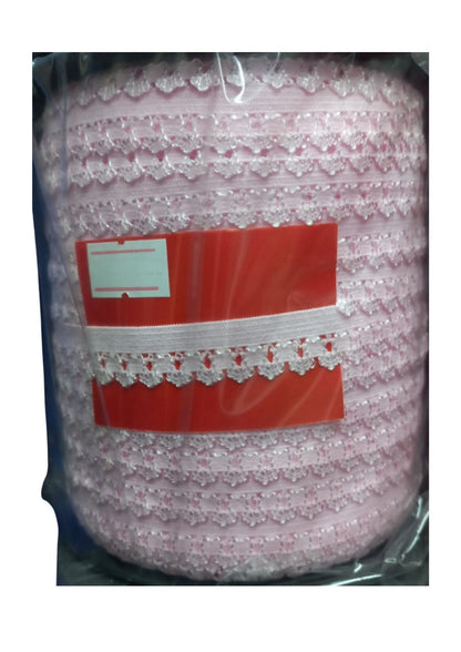 Çamaşır Lastiği Dantelli 1 cm 75 Metre 1 Top Açık Pembe