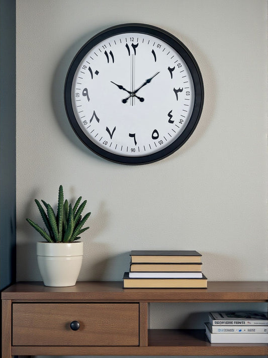 Siyah Arapça Rakamlı 40 Cm Metal Duvar Saati