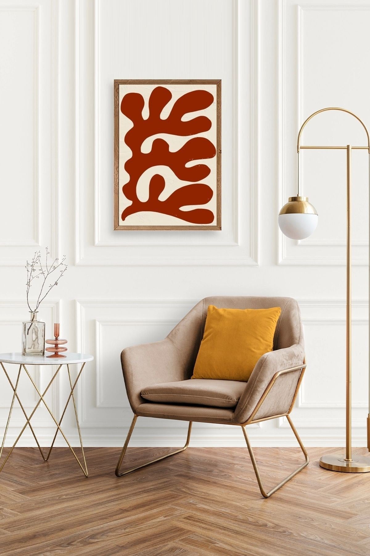 Soyut Ahşap Çerçeveli Tablo 30 x 42