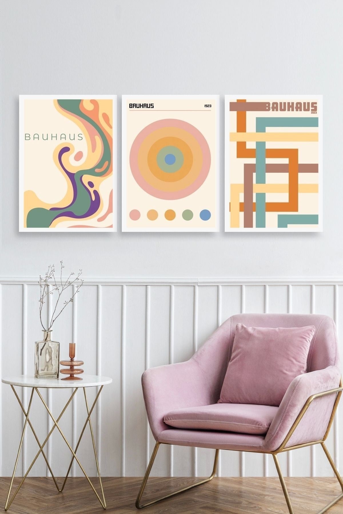 Bauhaus Üçlü Ahşap Çerçeveli Tablo 30 x 40