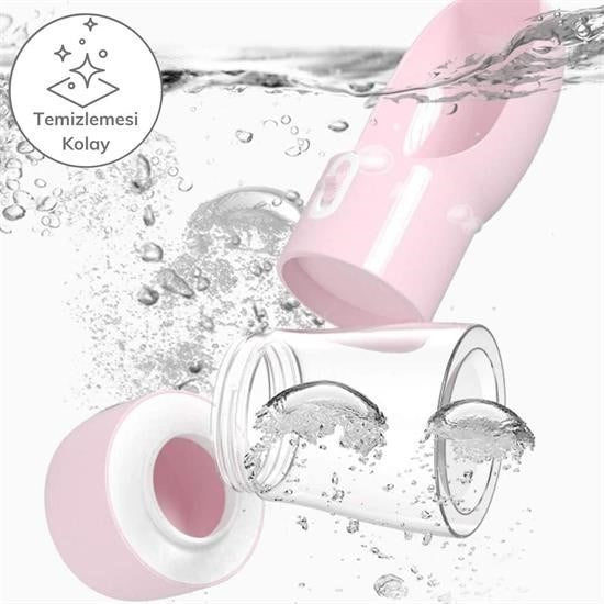 BUFFER® Taşınabilir Mama Hazneli Evcil Hayvan Suluğu Seyahat Kabı Kilitlenebilen Su Sızdırmaz 380ML