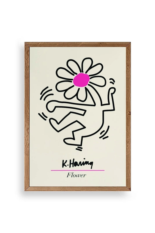 Soyut Çiçek Adam Ahşap Çerçeveli Tablo 42 x 42