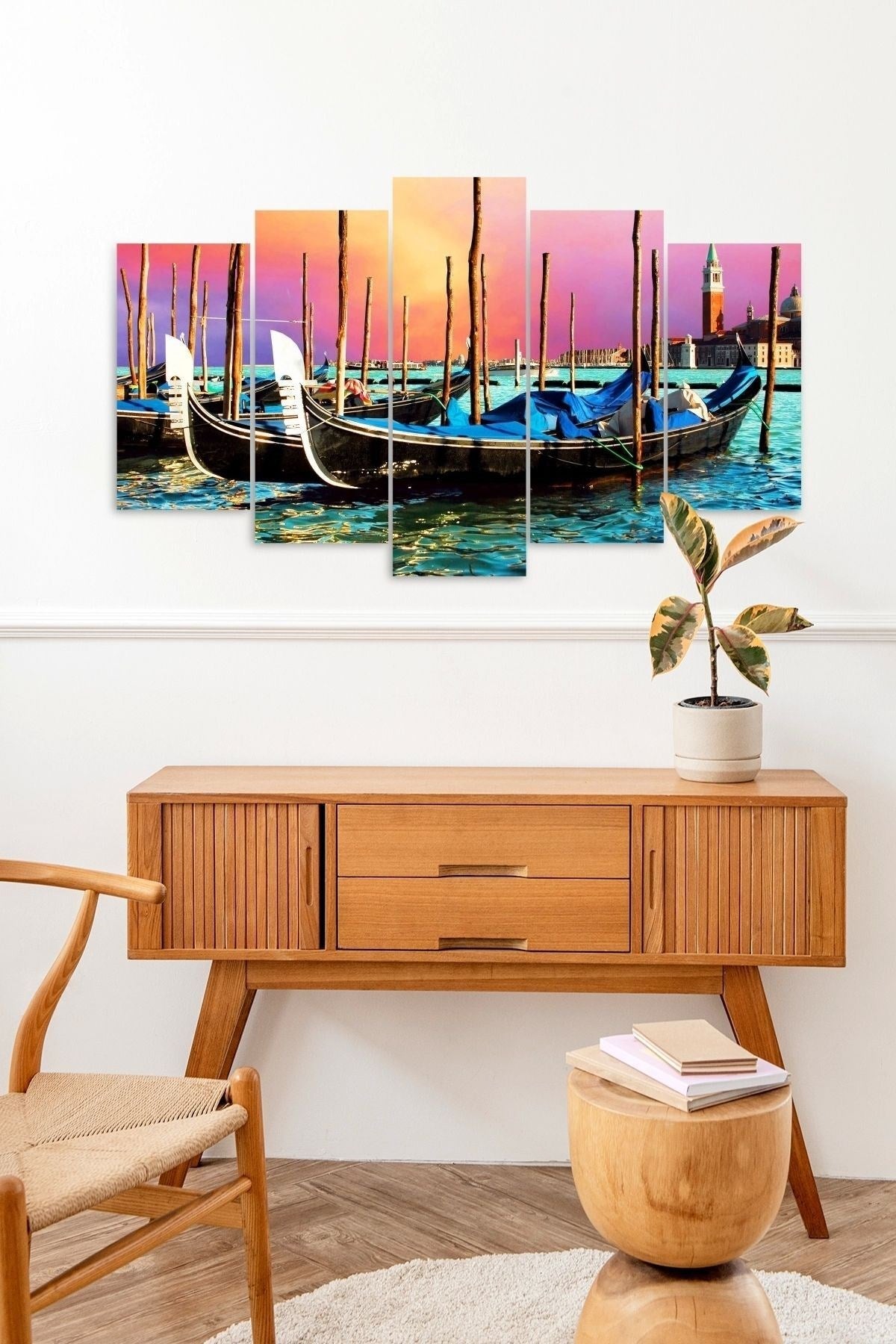 Deniz Manzarası 5 Parçalı Mdf Tablo 60 x 100