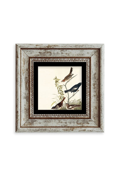 Daldaki Kuşlar Çerçeveli Taş Tablo 20 cm