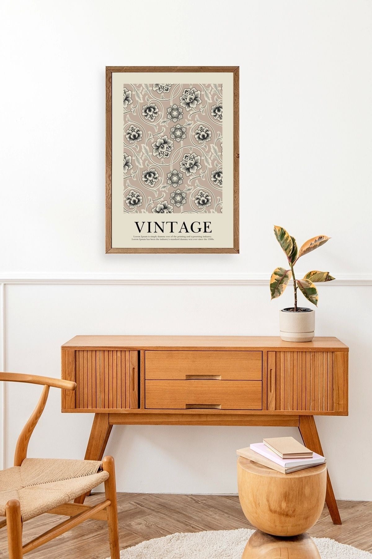 Vintage Ahşap Çerçeveli Tablo 30 x 42