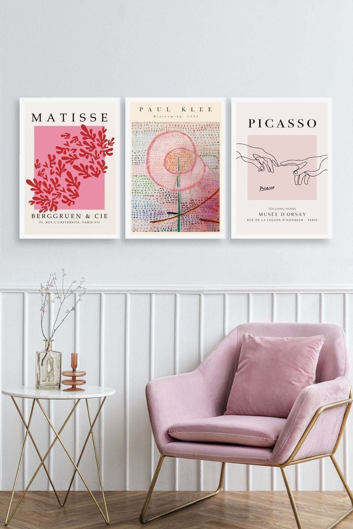 Ünlü Tablolar Üçlü Ahşap Çerçeveli Tablo 40 x 60