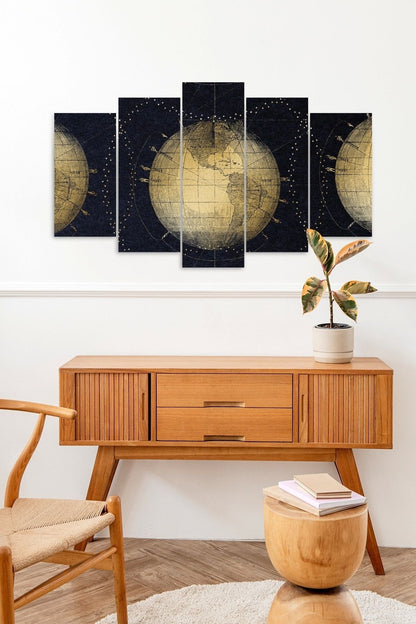 Dünya Manzarası 5 Parçalı Mdf Tablo 60 x 100