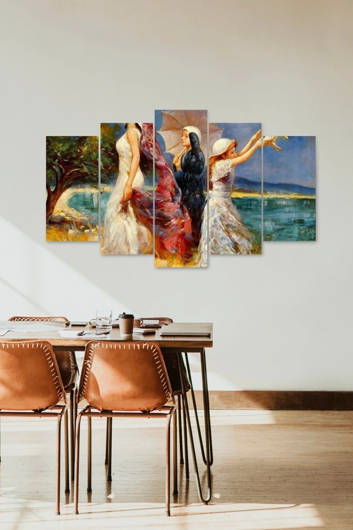 Kadın Manzarası 5 Parçalı Mdf Tablo 60 x 100