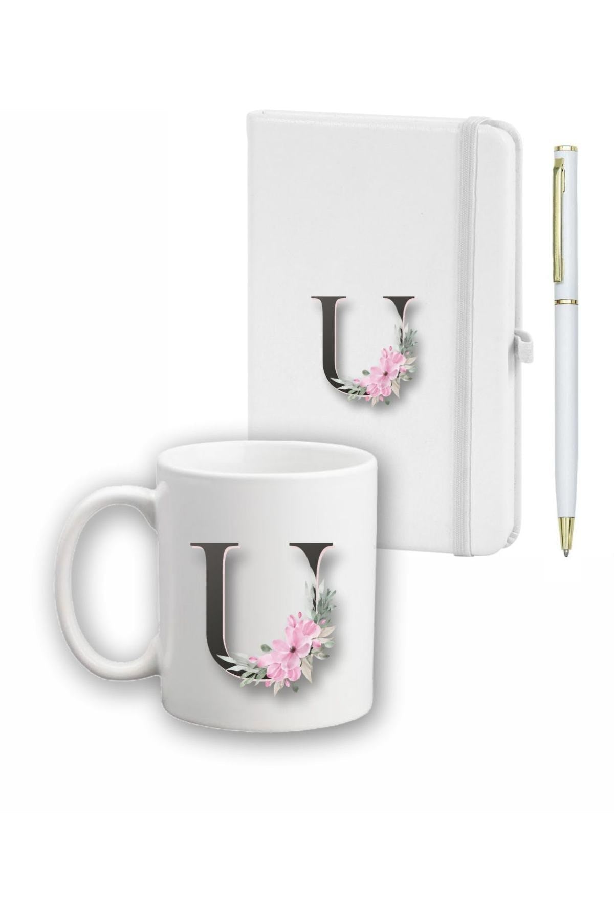 Çiçek Desen Ajanda, Kupa Ve Kalem Seti
