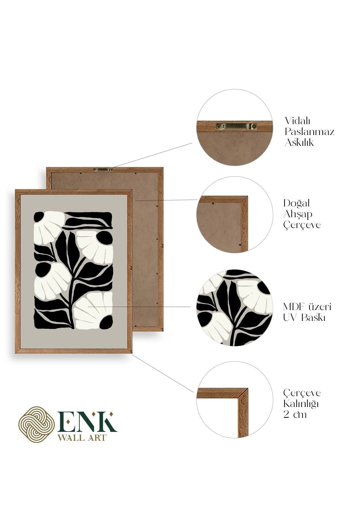 Çiçek Ahşap Çerçeveli Tablo 50 x 70