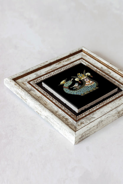 Şahmeran Çerçeveli Taş Tablo , Çerçeveli Taş Duvar Dekoru 20 cm