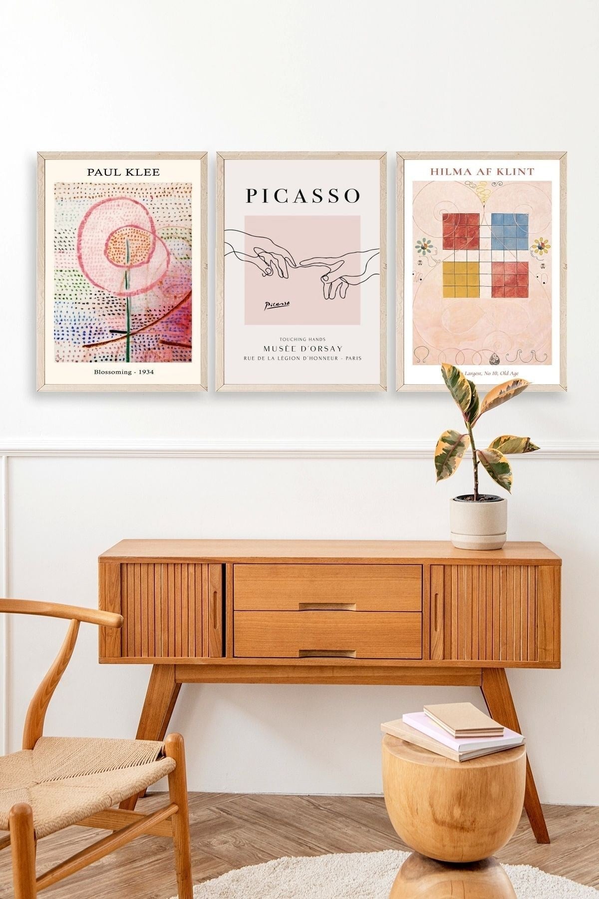 Ünlü Tablolar Üçlü Ahşap Çerçeveli Tablo 30 x 40