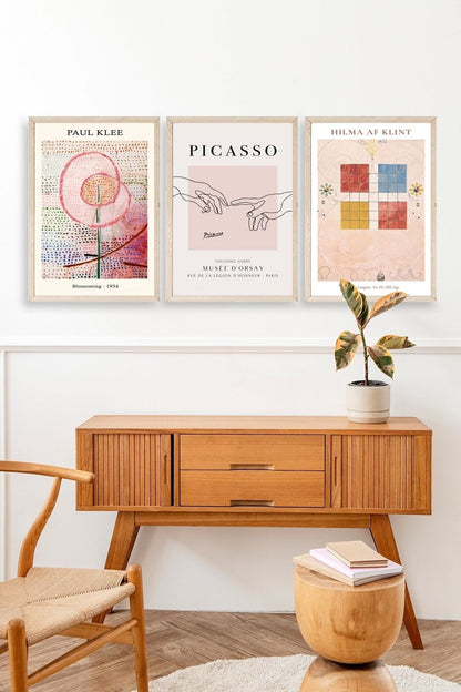 Ünlü Tablolar Üçlü Ahşap Çerçeveli Tablo 30 x 40