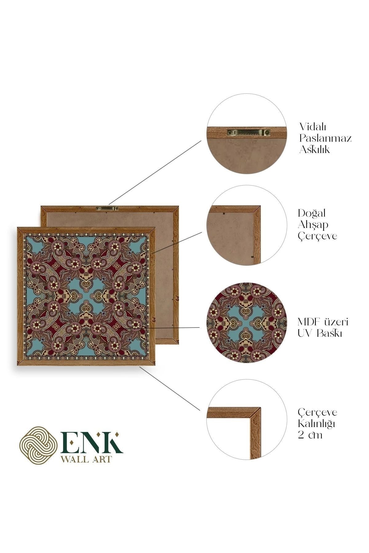 Desen Ahşap Çerçeveli Tablo 50 x 50