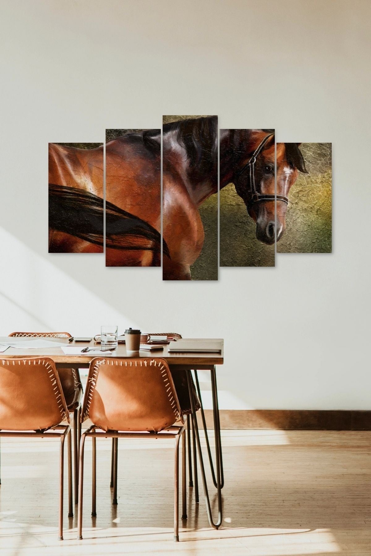 At Manzara 5 Parçalı Mdf Tablo 60 x 100