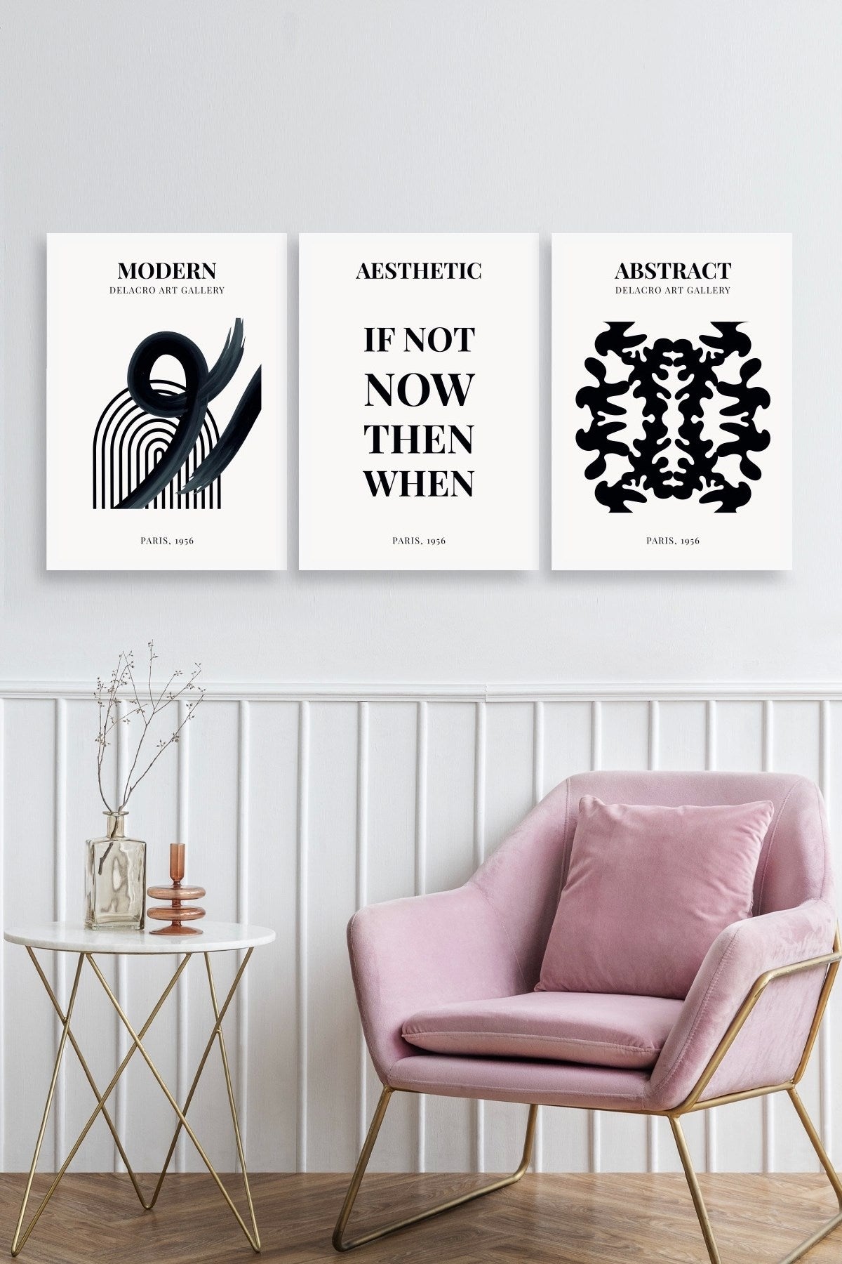 Modern Üçlü Ahşap Çerçeveli Tablo 40 x 60