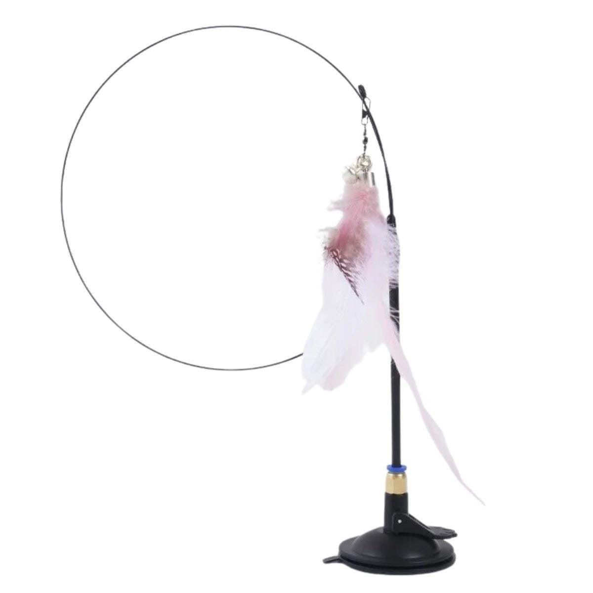 BUFFER® Vantuzlu Tüylü Zilli Olta Kedi Oyuncağı 2 Oltalı