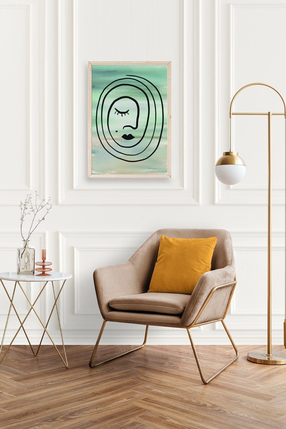 Soyut Ahşap Çerçeveli Tablo 23 x 30