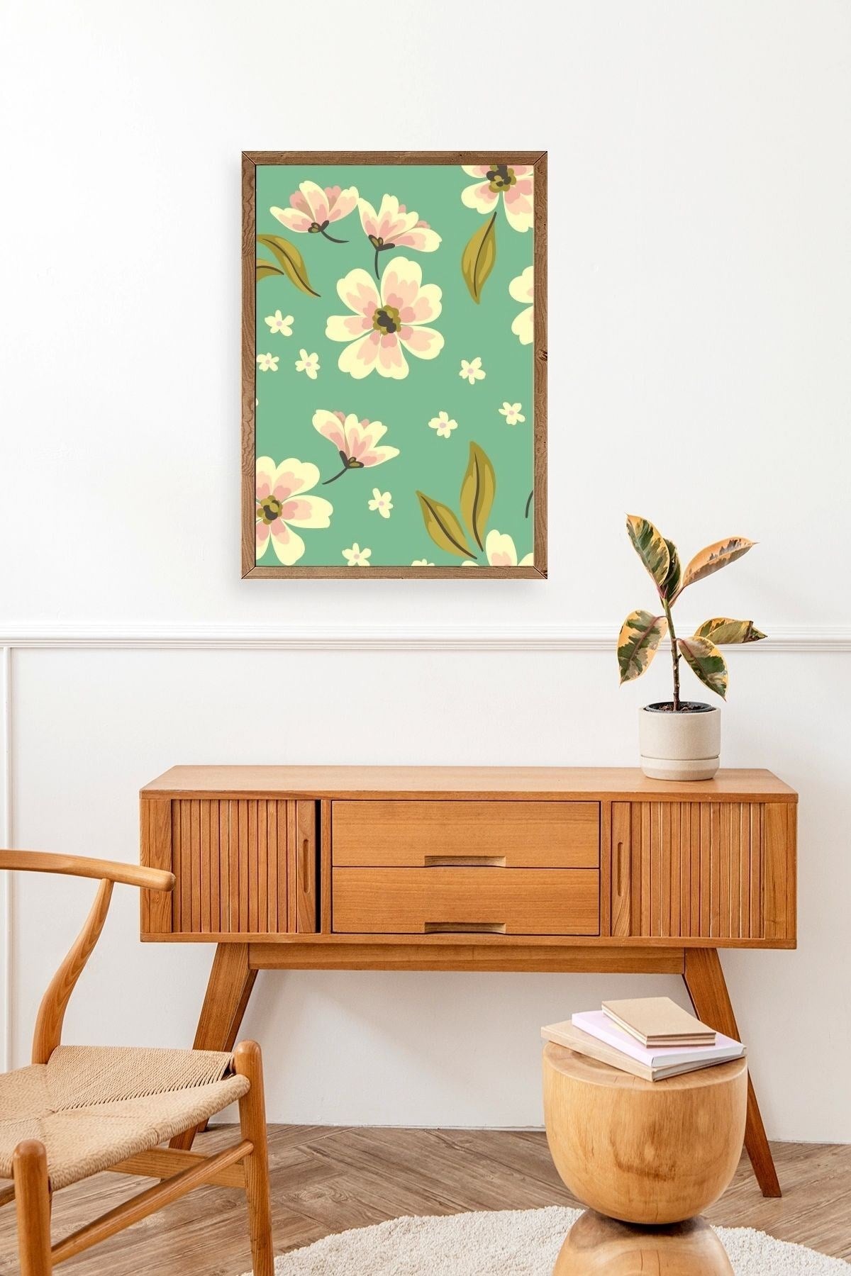 Çiçekler Ahşap Çerçeveli Tablo 50 x 70