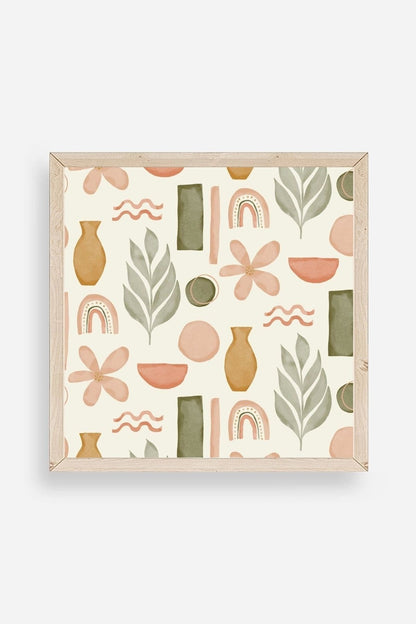 Yaprak Ahşap Çerçeveli Tablo 50 x 50