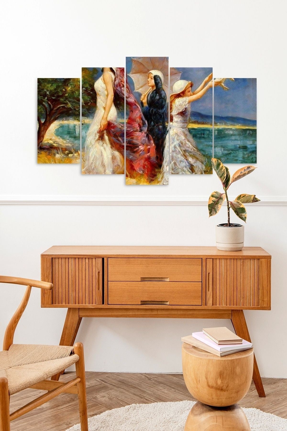 Kadın Manzarası 5 Parçalı Mdf Tablo 60 x 100
