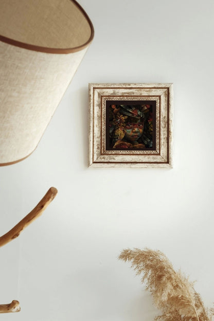 Afrikalı Çocuk Çerçeveli Taş Tablo , Çerçeveli Taş Duvar Dekoru-enkcrcvtbl-00193 20 cm