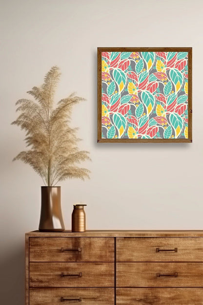 Yaprak Ahşap Çerçeveli Tablo 23 x 23