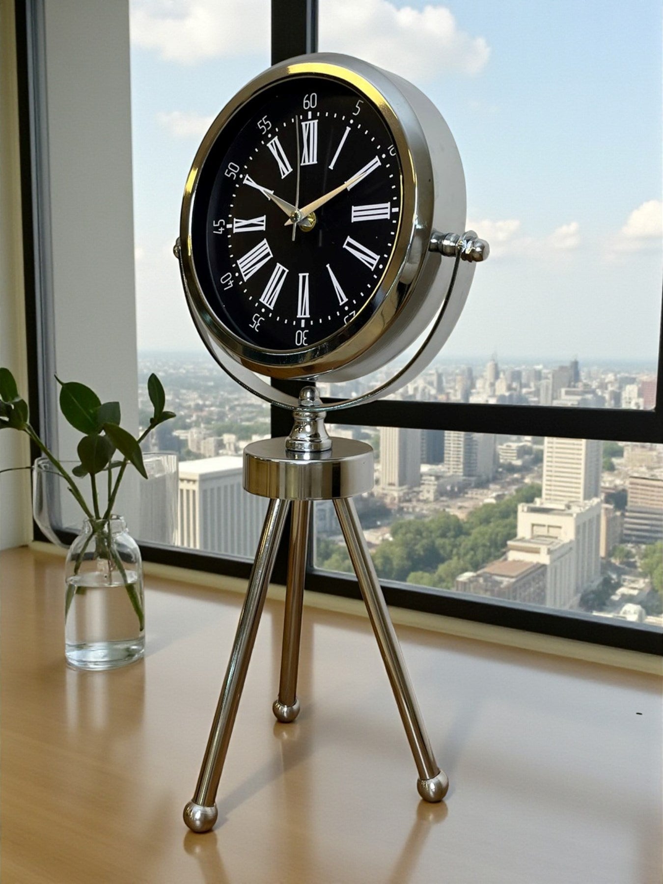 Zentime Krom Şık Üç Ayaklı Masa Saati