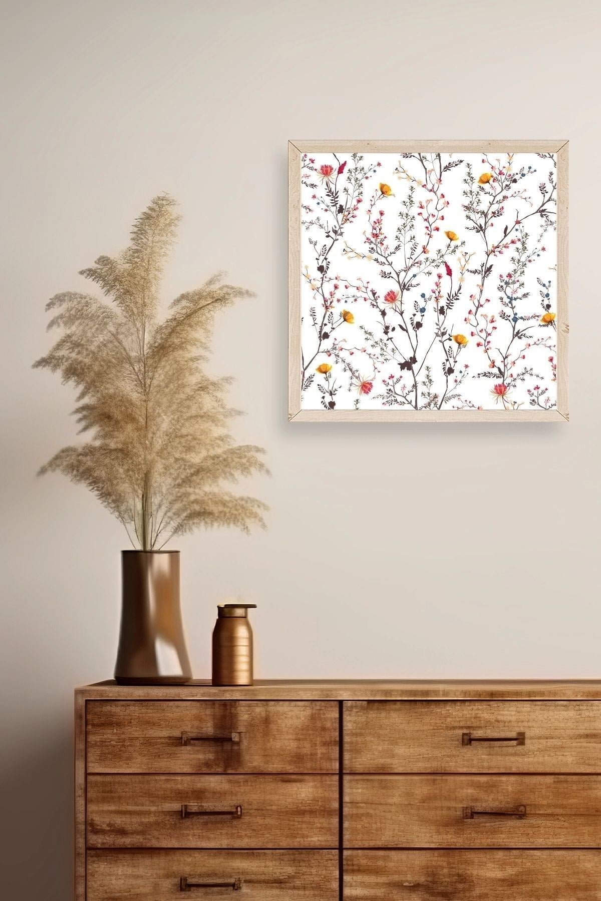 Yaprak Ahşap Çerçeveli Tablo 42 x 42