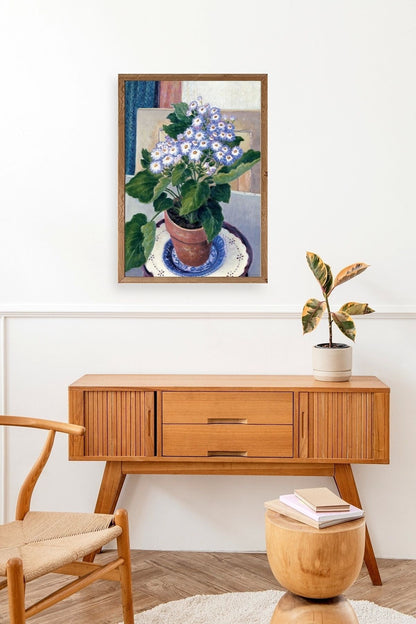 Saksıdaki Çiçek Ahşap Çerçeveli Tablo 17 x 23