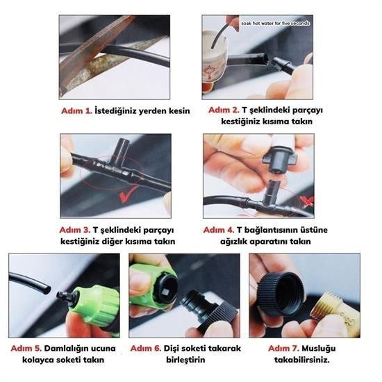 BUFFER® 10 Metre Kendin Yap Balkon Veranda Çardak Kamelya Sulama Serinletme ve Nemlendirme Sistemi