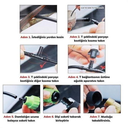 BUFFER® 10 Metre Kendin Yap Balkon Veranda Çardak Kamelya Sulama Serinletme ve Nemlendirme Sistemi