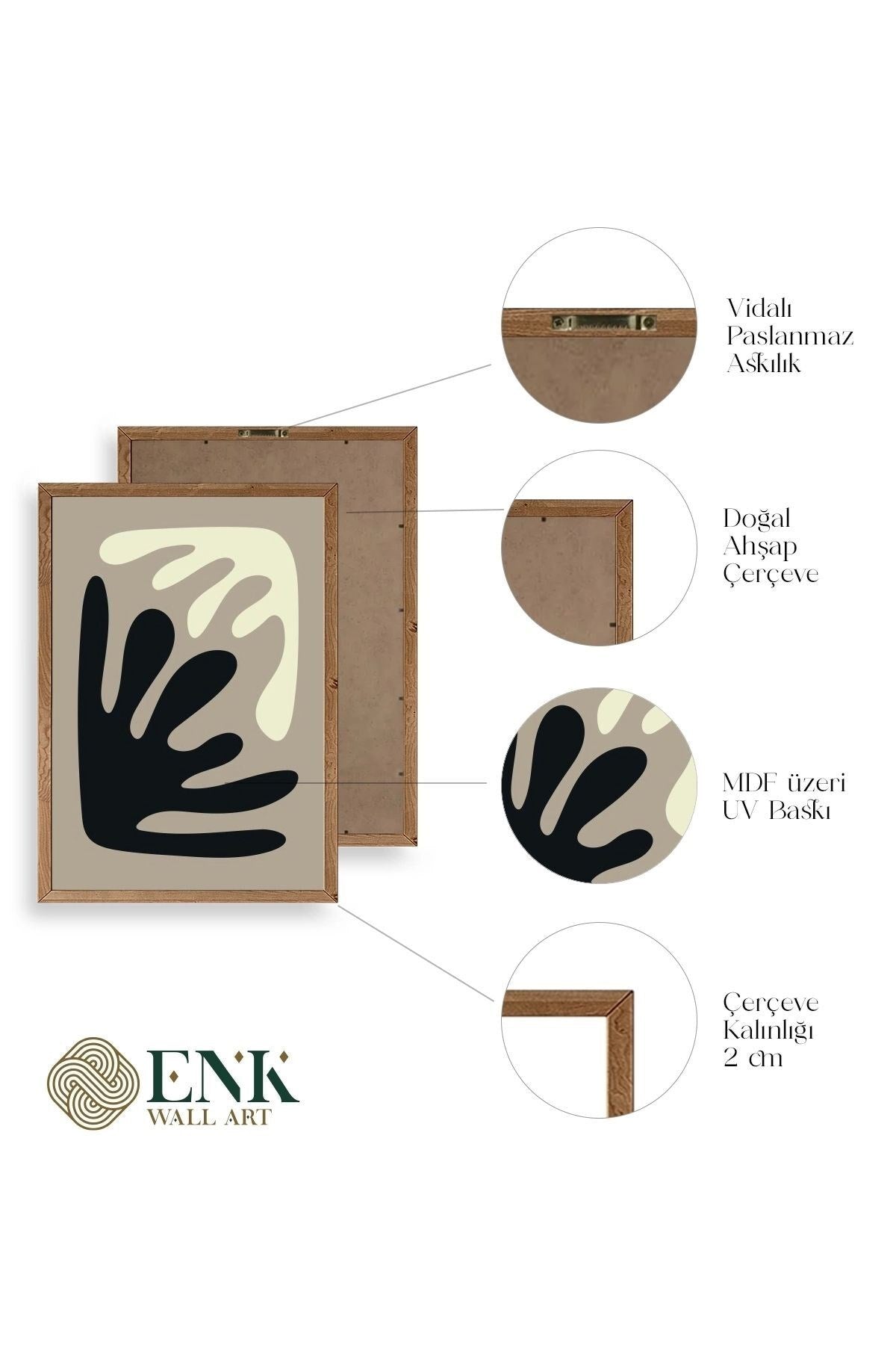 Soyut Üçlü Ahşap Çerçeveli Tablo 50 x 70