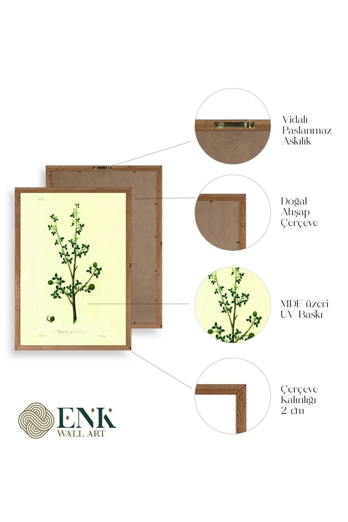 Yapraklar Ahşap Çerçeveli Tablo 30 x 42