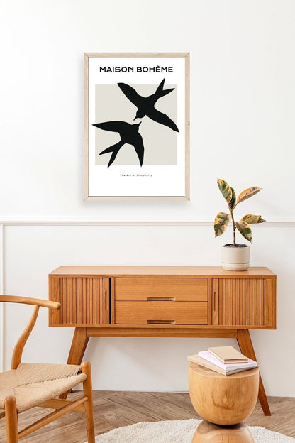 Kuşlar Ahşap Çerçeveli Tablo 23 x 30