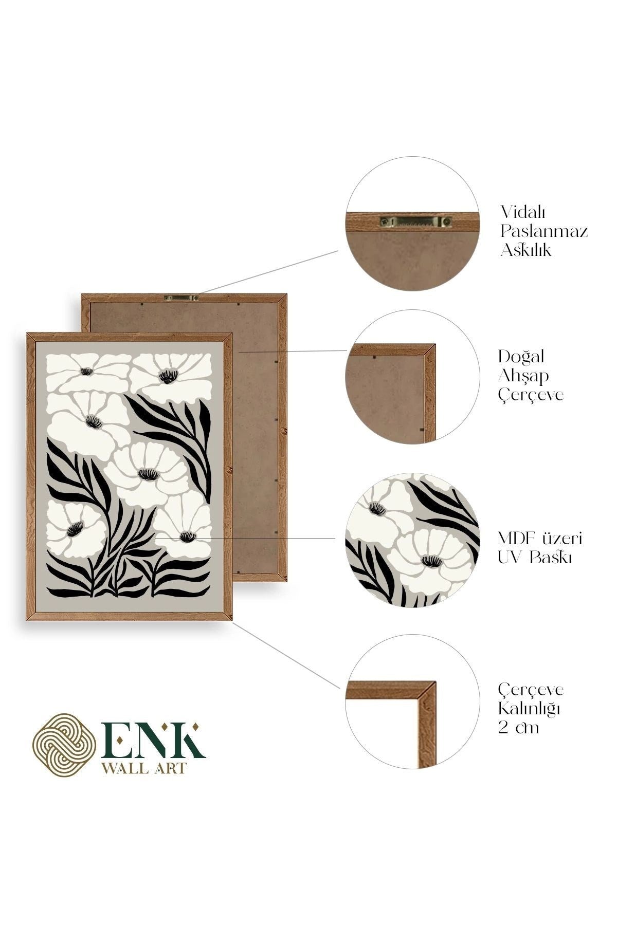 Çiçek Ahşap Çerçeveli Tablo 50 x 70