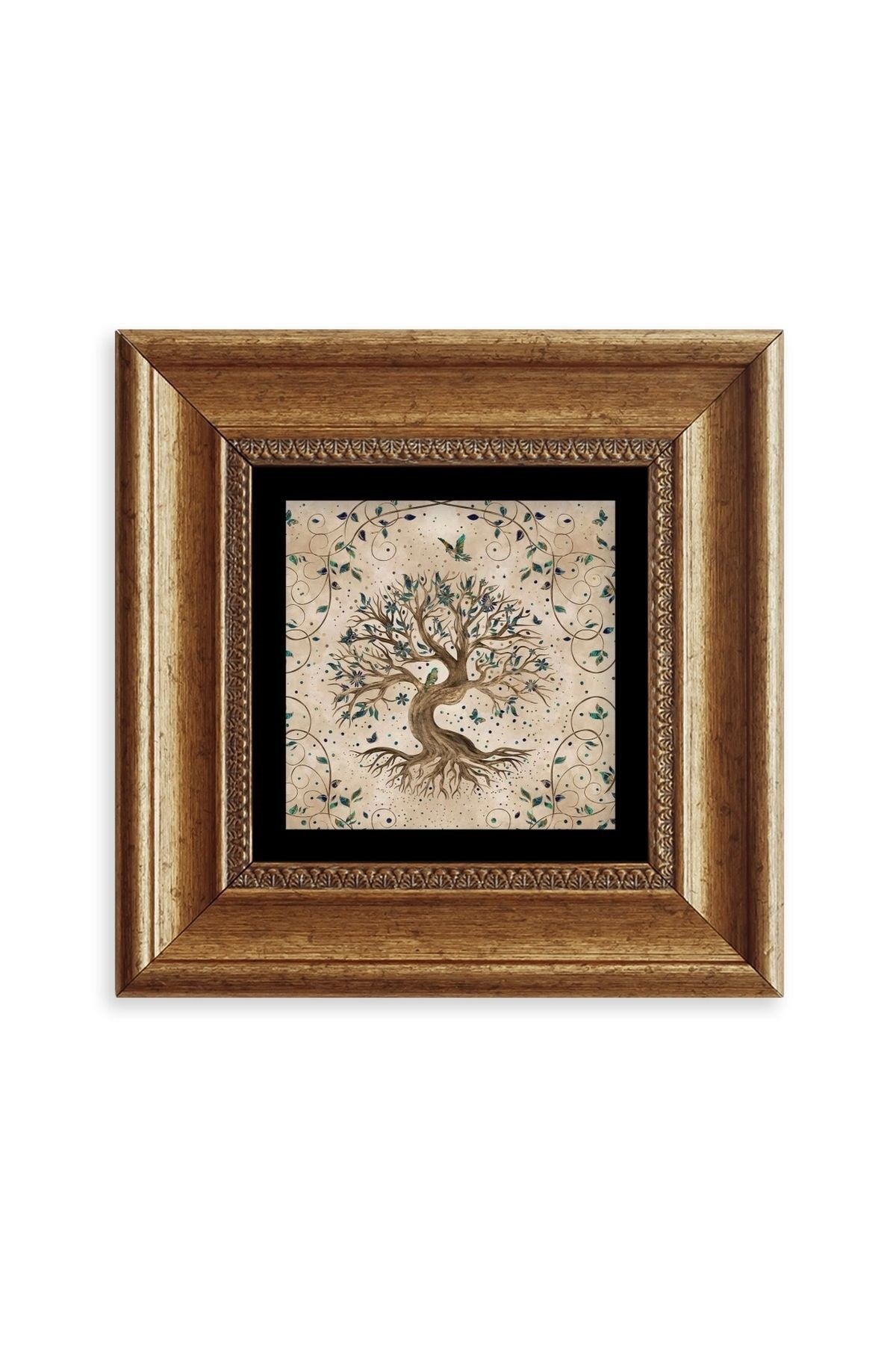 Hayat Ağacı Çerçeveli Taş Tablo 20 cm
