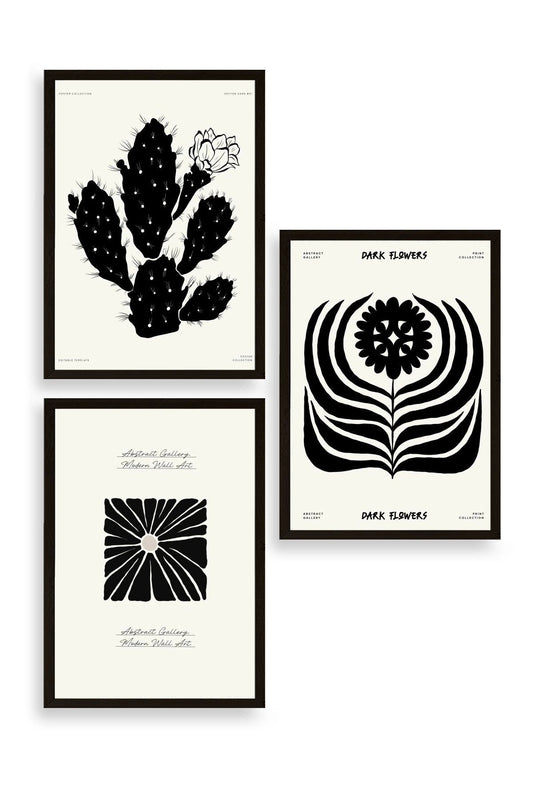 Modern Üçlü Ahşap Çerçeveli Tablo 30 x 40