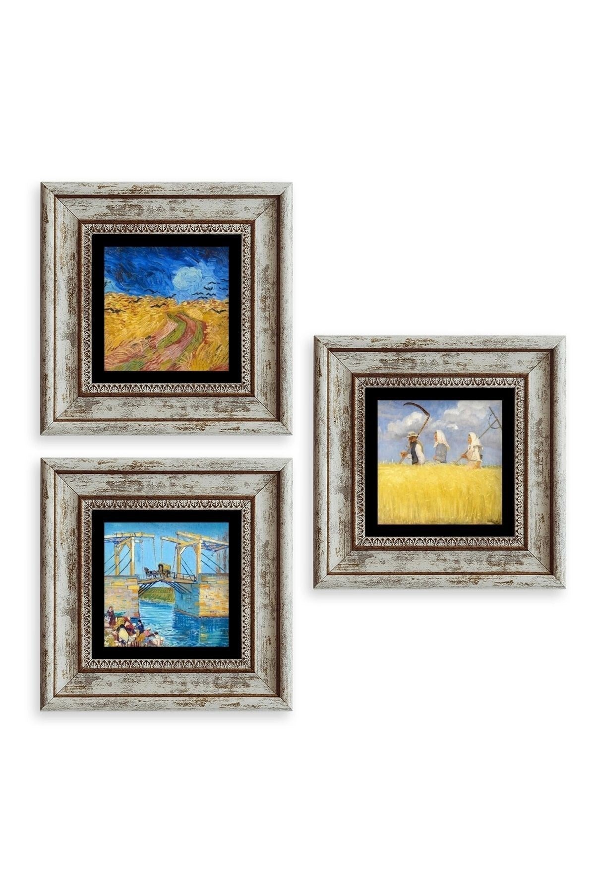 Kasaba 3 lü Set Çerçeveli Taş Tablo 20 cm